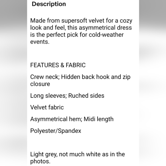 EXPRESS Velvet Ruched Side Asymmetrical Midi Dress S Grey $98 - Picture 5 of 10